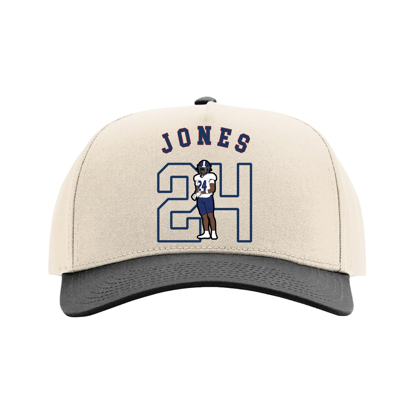 Full Fabric Five-Panel Champ Cap — Shirsey Arch in Cream/Black