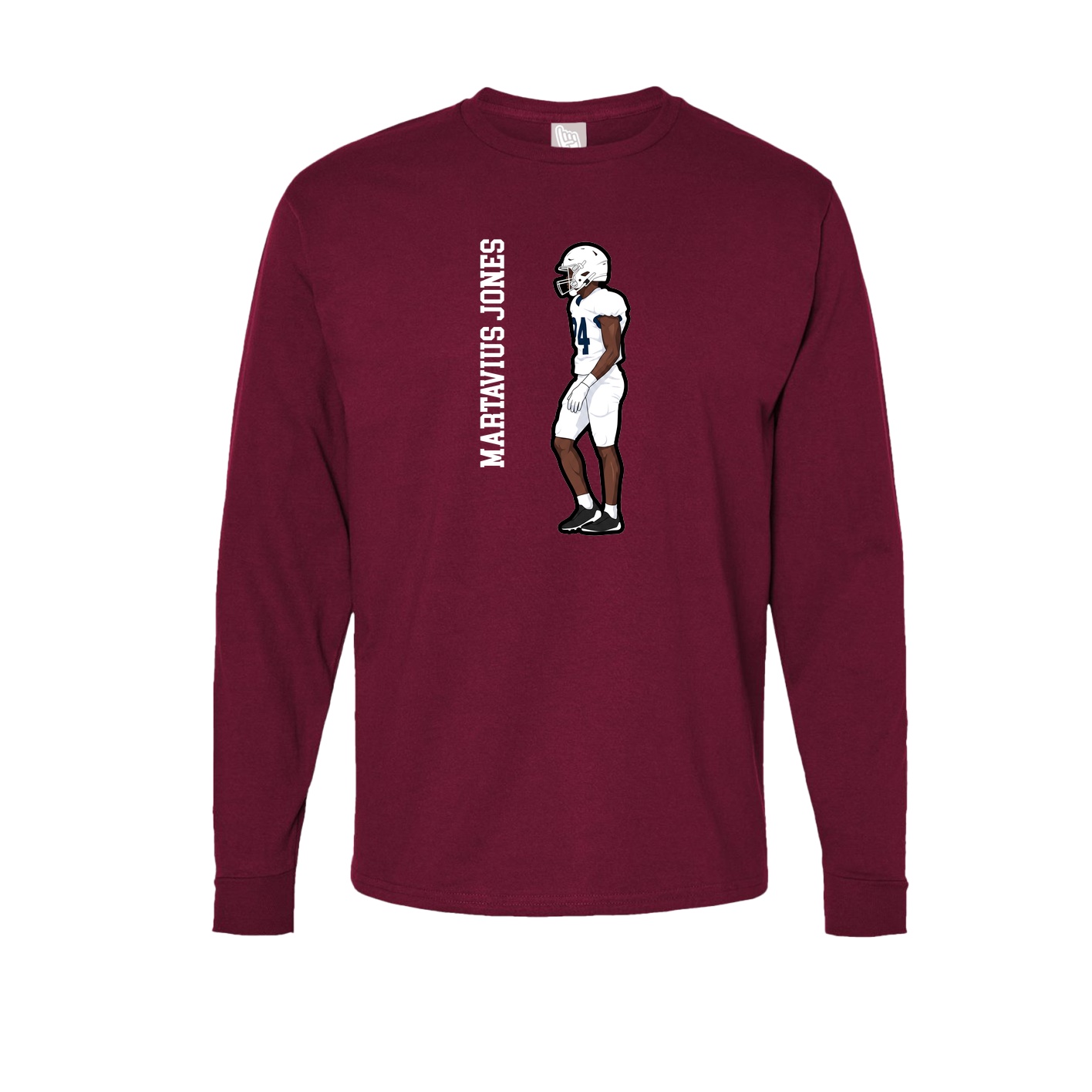 Long Sleeve Tee — Name Vertical in Cardinal