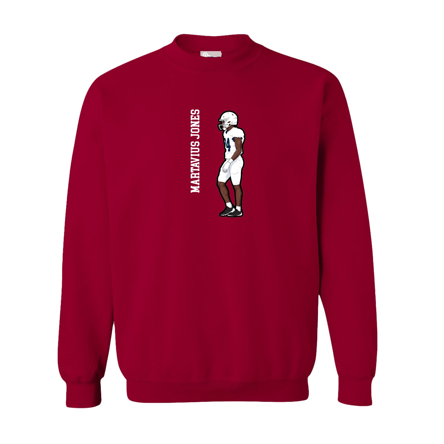 Fleece Crew — Name Vertical in Cardinal