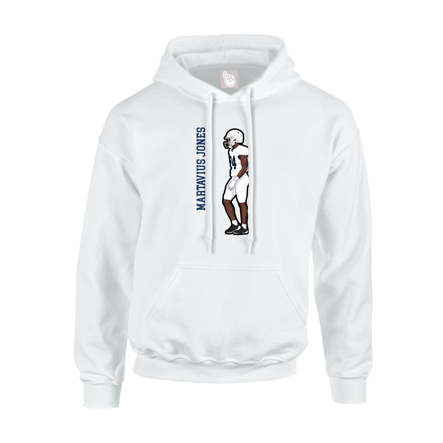 Youth Hoodie — Name Vertical in White