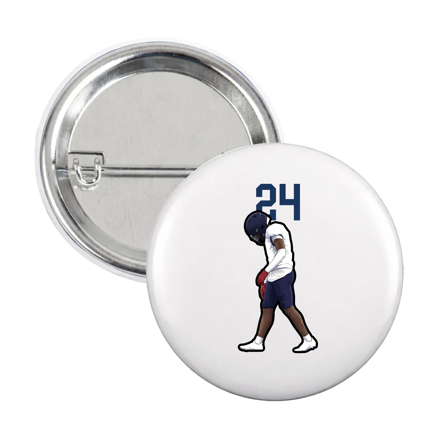 Game Day Button — Number Top in White