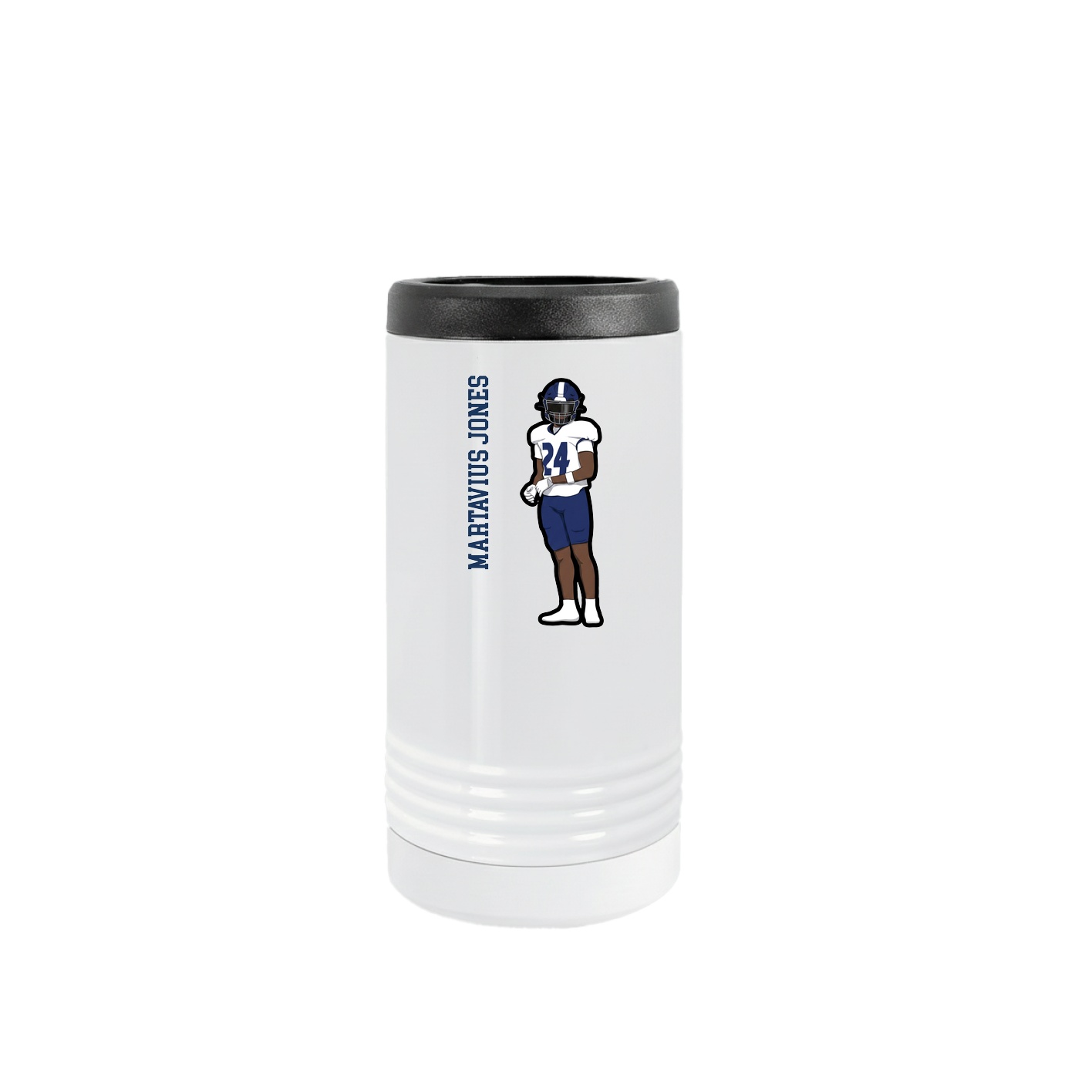 Slim Beverage Holder — Name Vertical in White