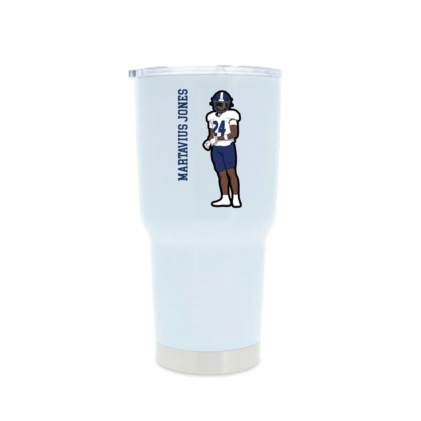 30oz Stainless Steel Tumbler — Name Vertical in White