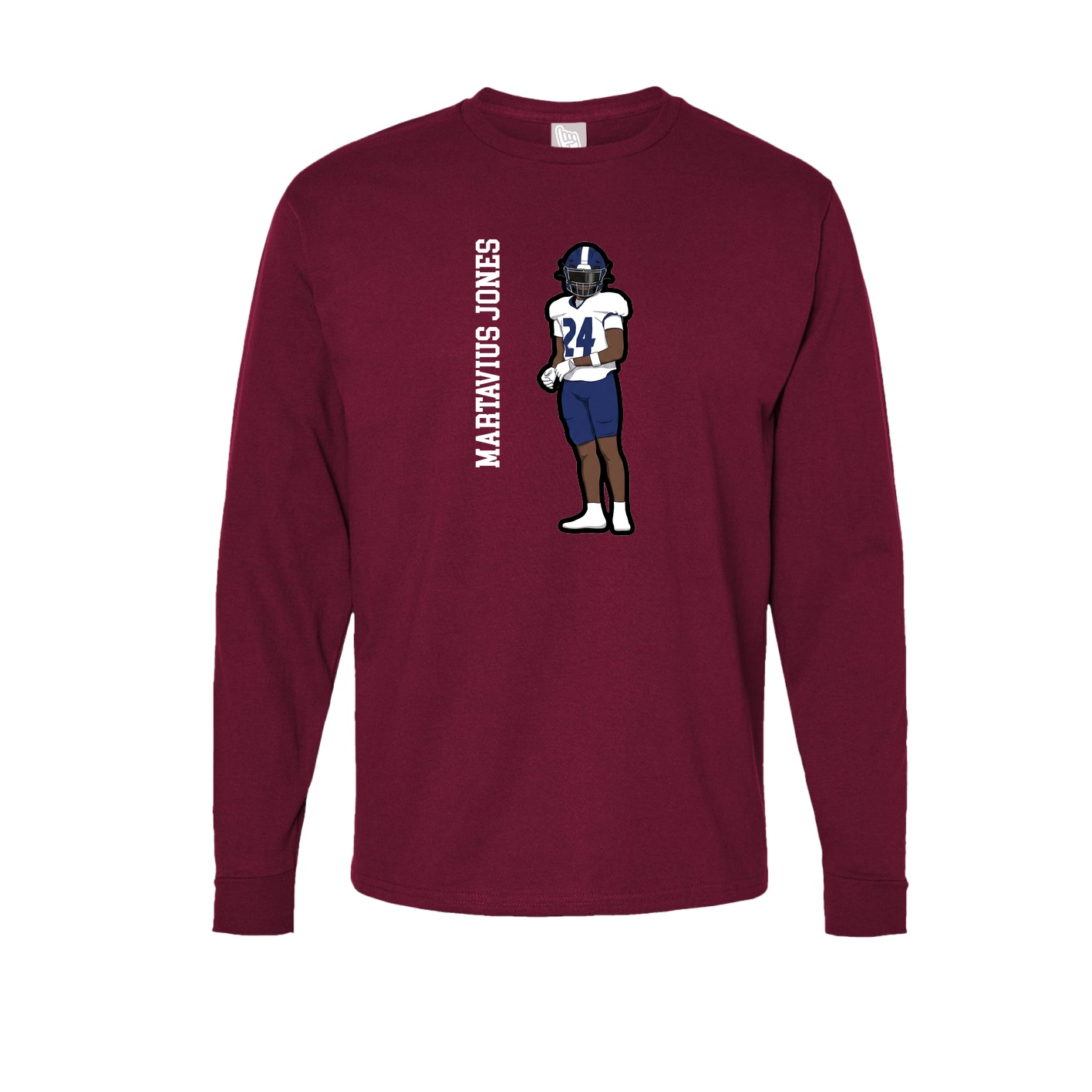 Long Sleeve Tee — Name Vertical in Cardinal