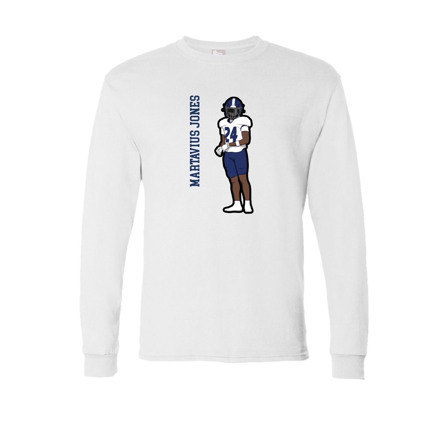 Long Sleeve Tee — Name Vertical in White