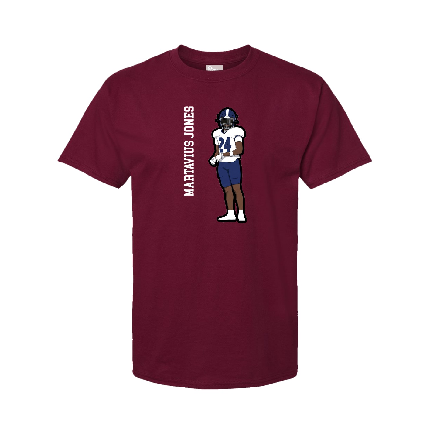 Youth Tee — Name Vertical in Cardinal