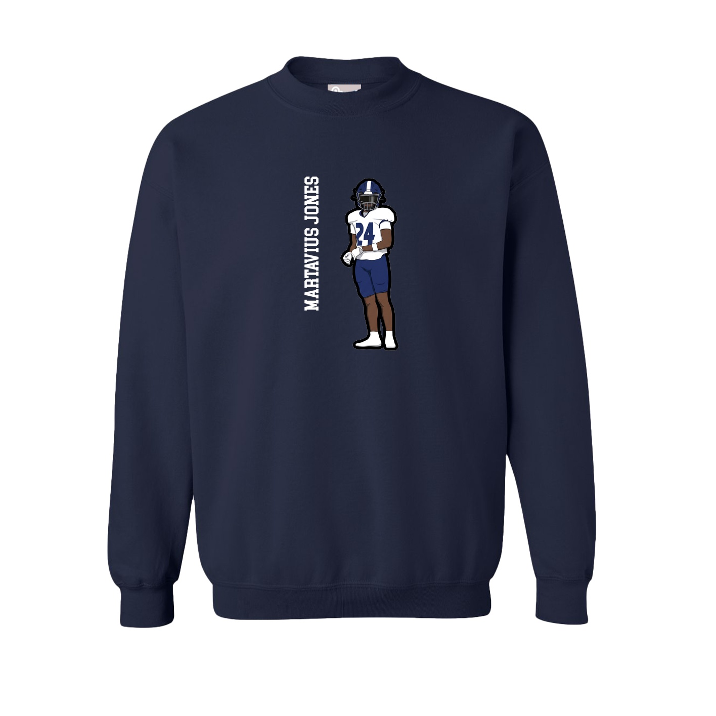 Fleece Crew — Name Vertical in Navy