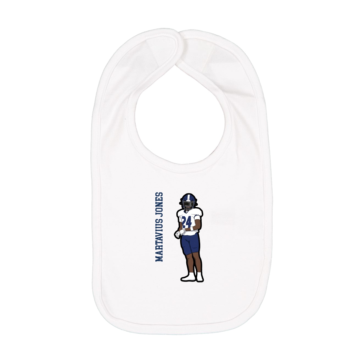 Infant Bib — Name Vertical in White