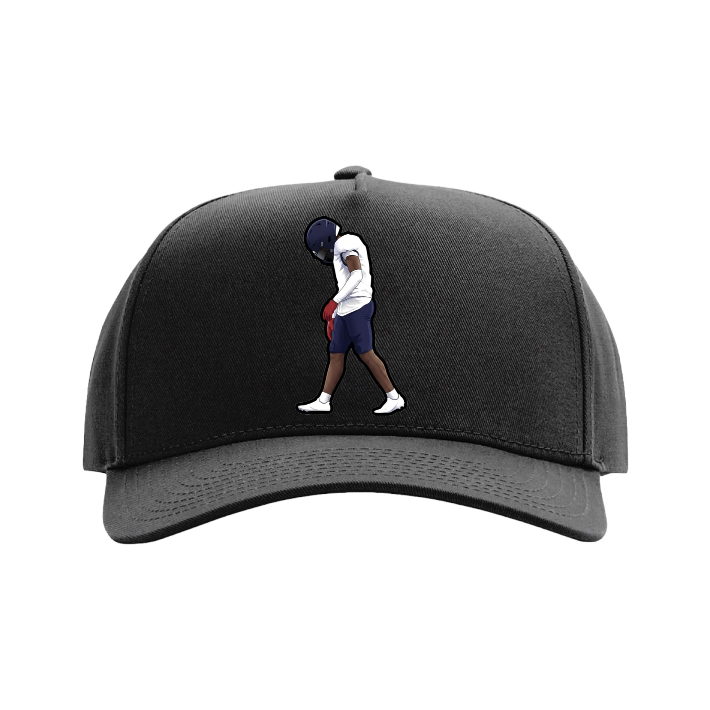 Full Fabric Five-Panel Champ Cap — Name Vertical in Black