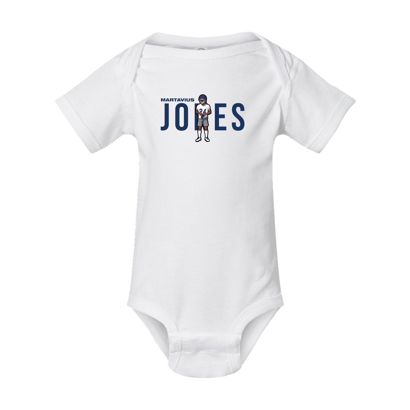Baby Onesie — Player Name in White
