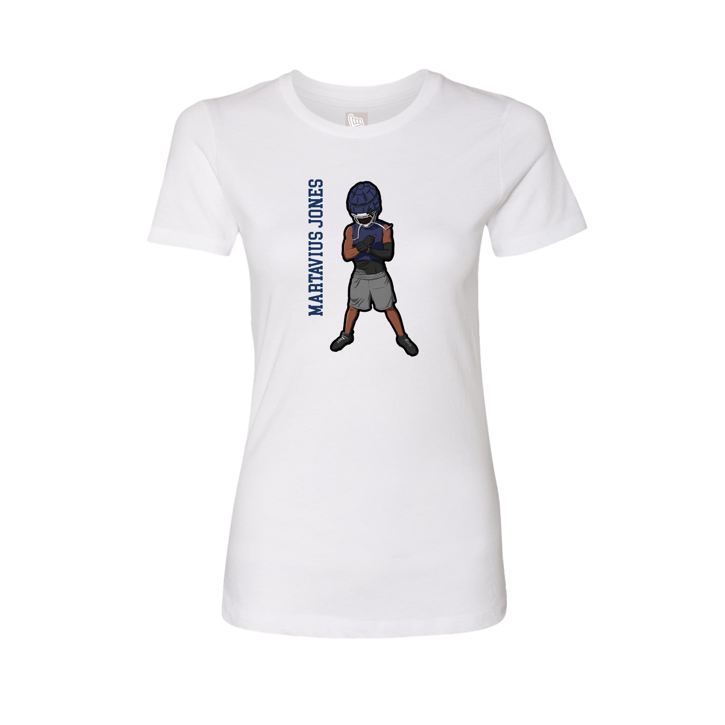 Fitted Women's Tee — Name Vertical in White