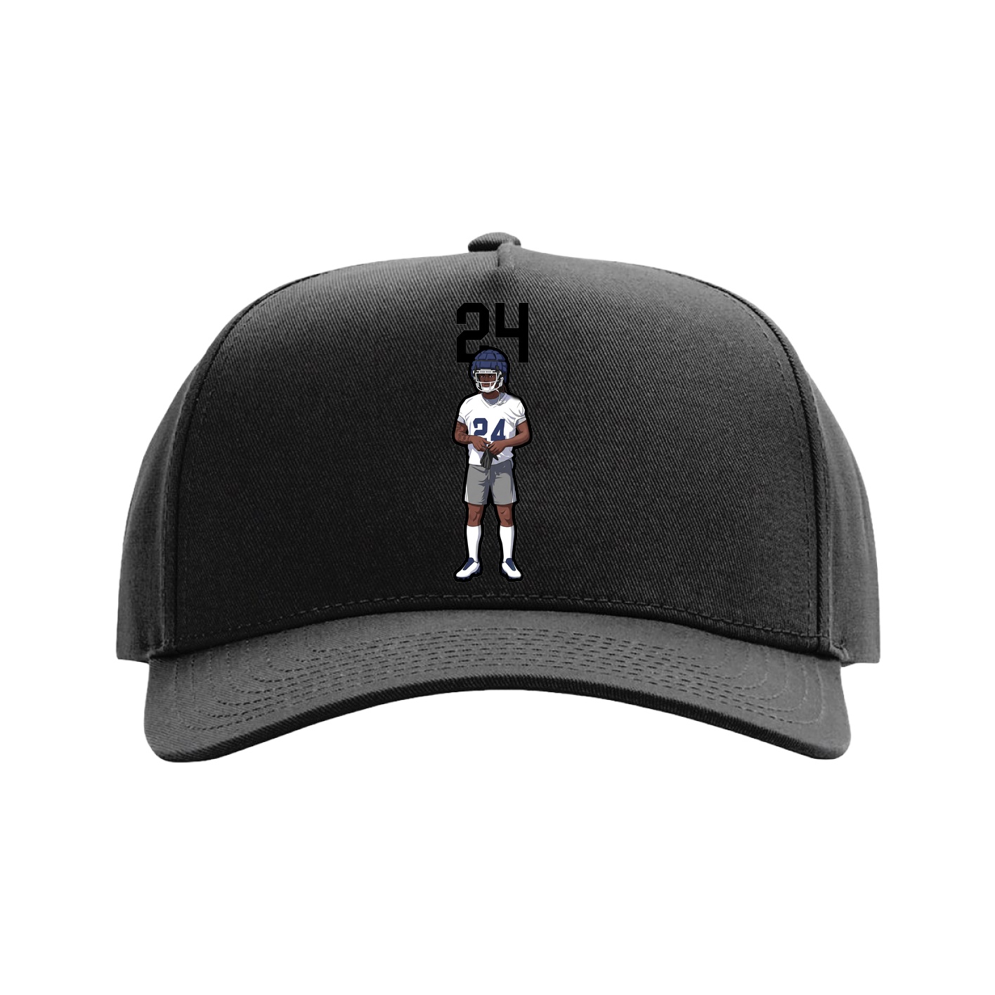 Full Fabric Five-Panel Champ Cap — Number Top in Black