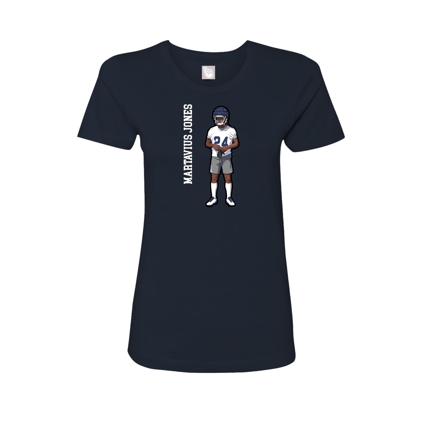 Fitted Women's Tee — Name Vertical in Navy