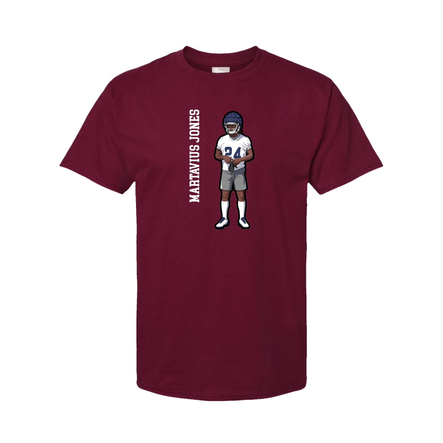 Youth Tee — Name Vertical in Cardinal