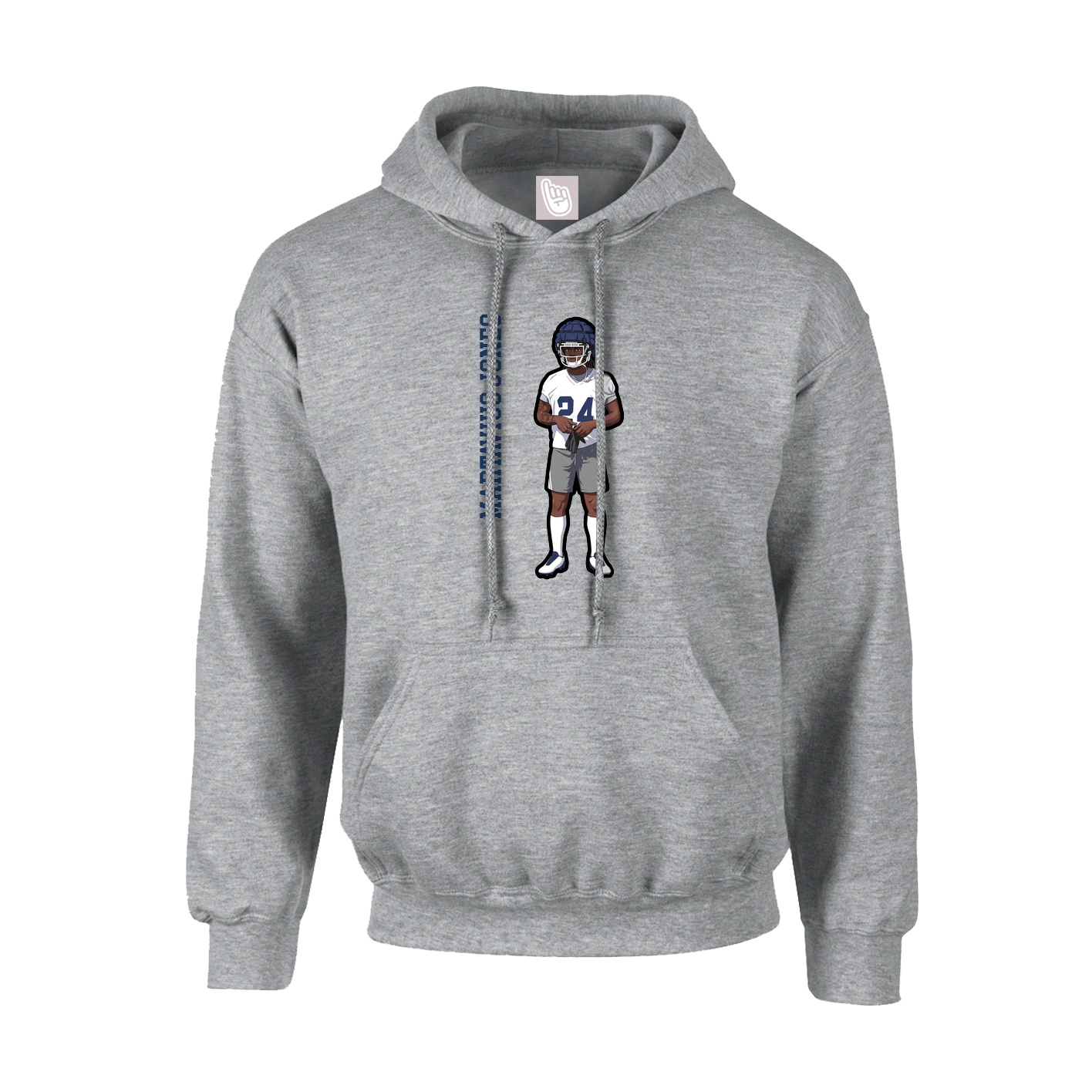Hoodie — Name Vertical in Grey