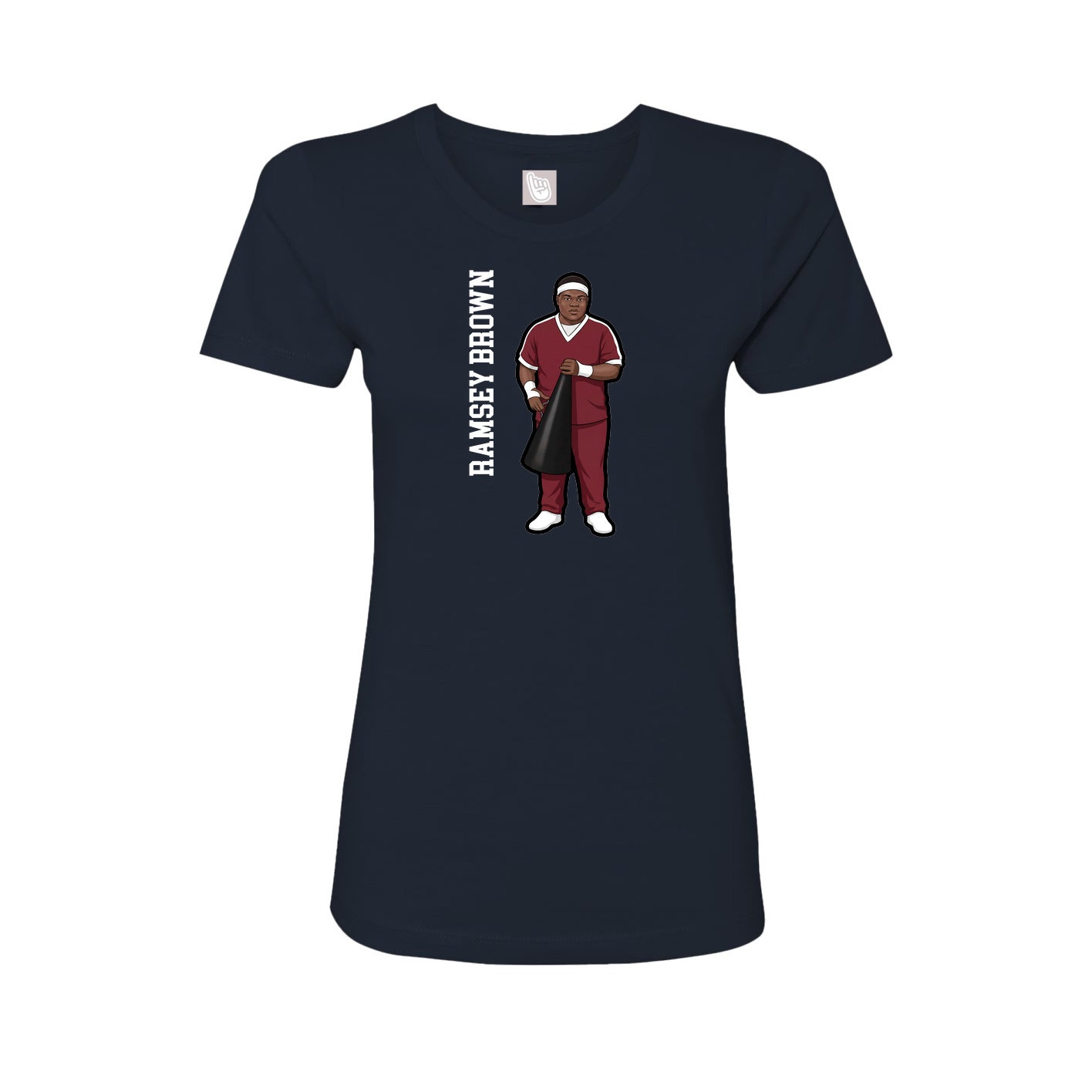 Fitted Women's Tee — Name Vertical in Navy