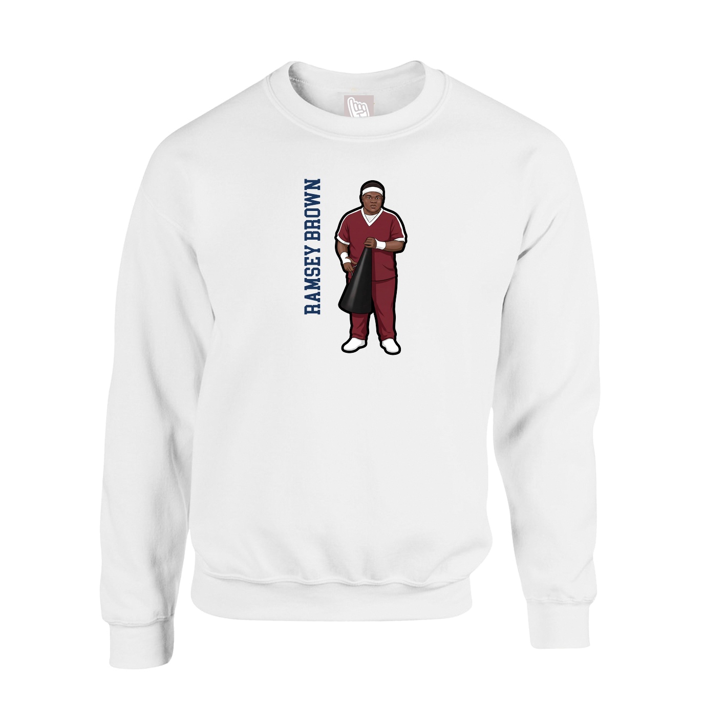 Fleece Crew — Name Vertical in White
