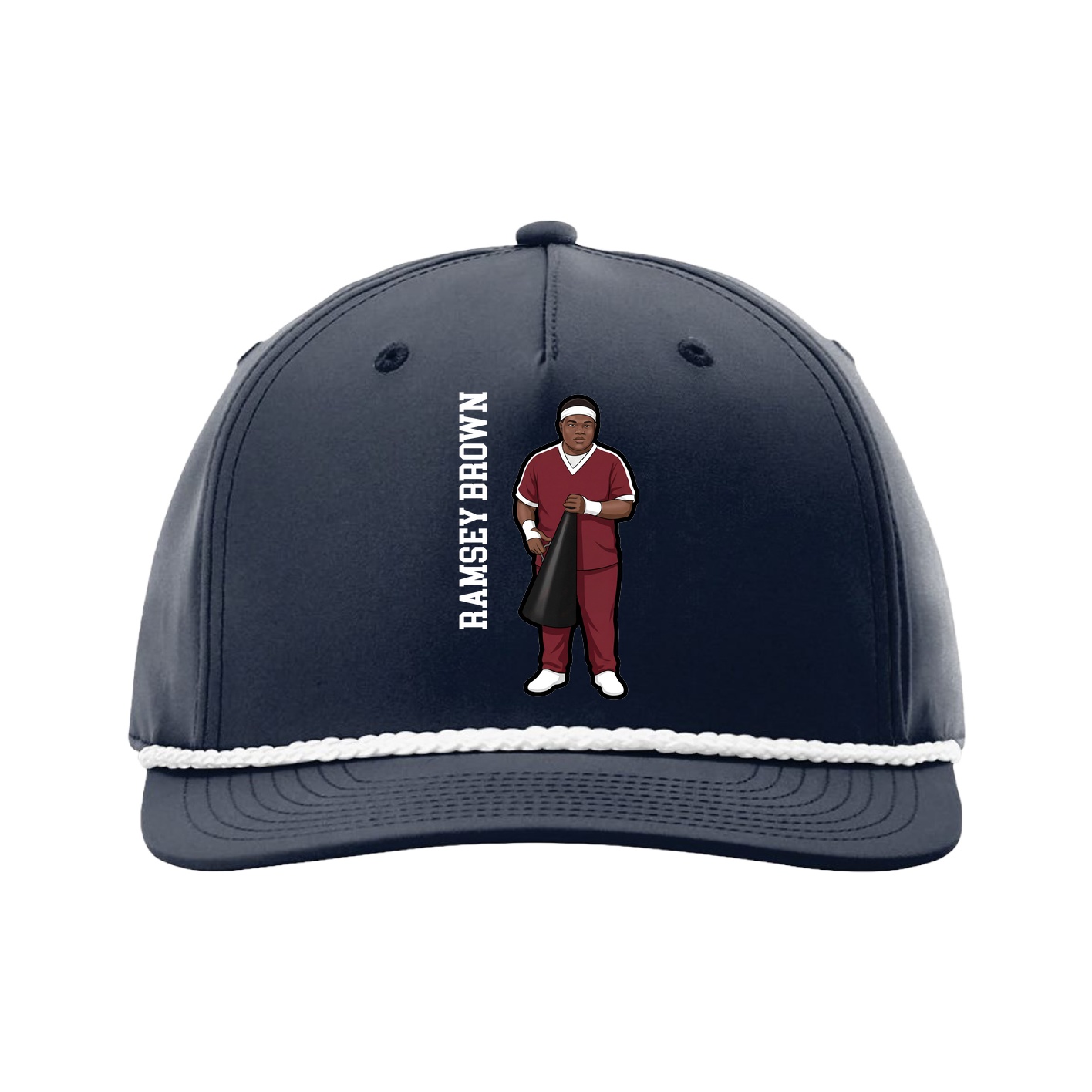 Five-Panel Classic Rope Cap — Name Vertical in Navy