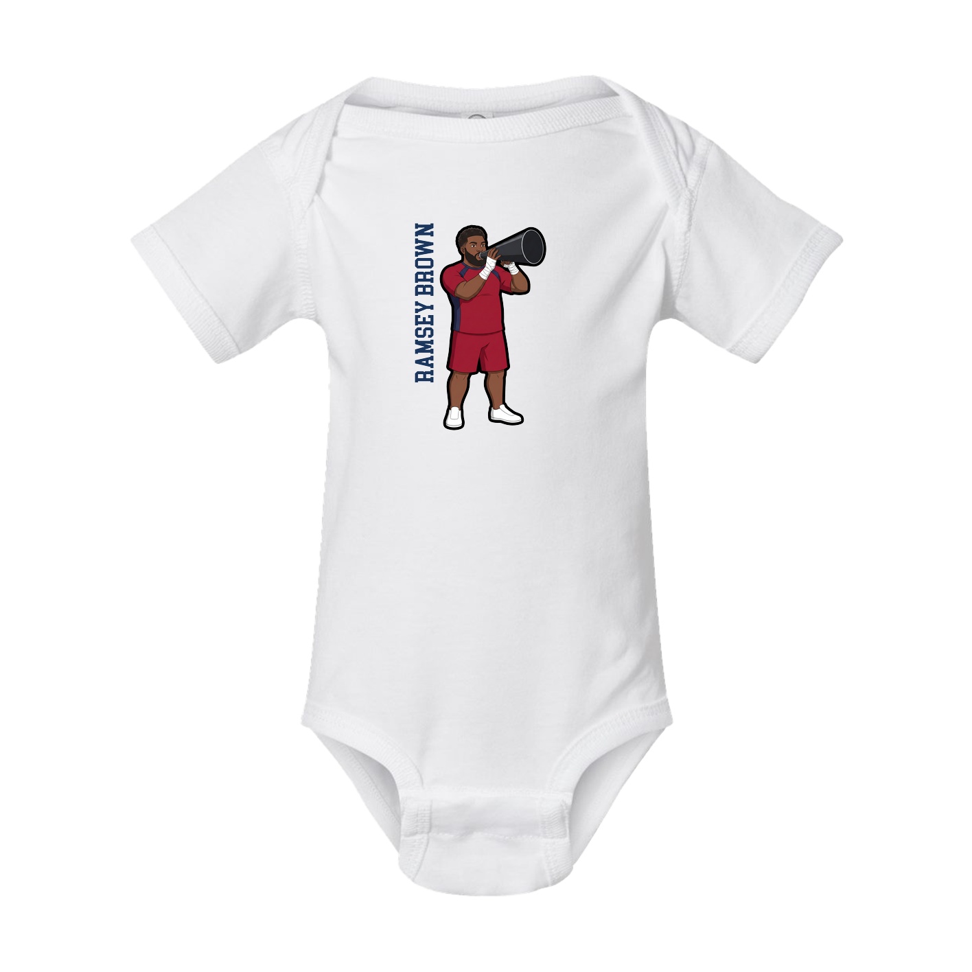 Baby Onesie — Name Vertical in White