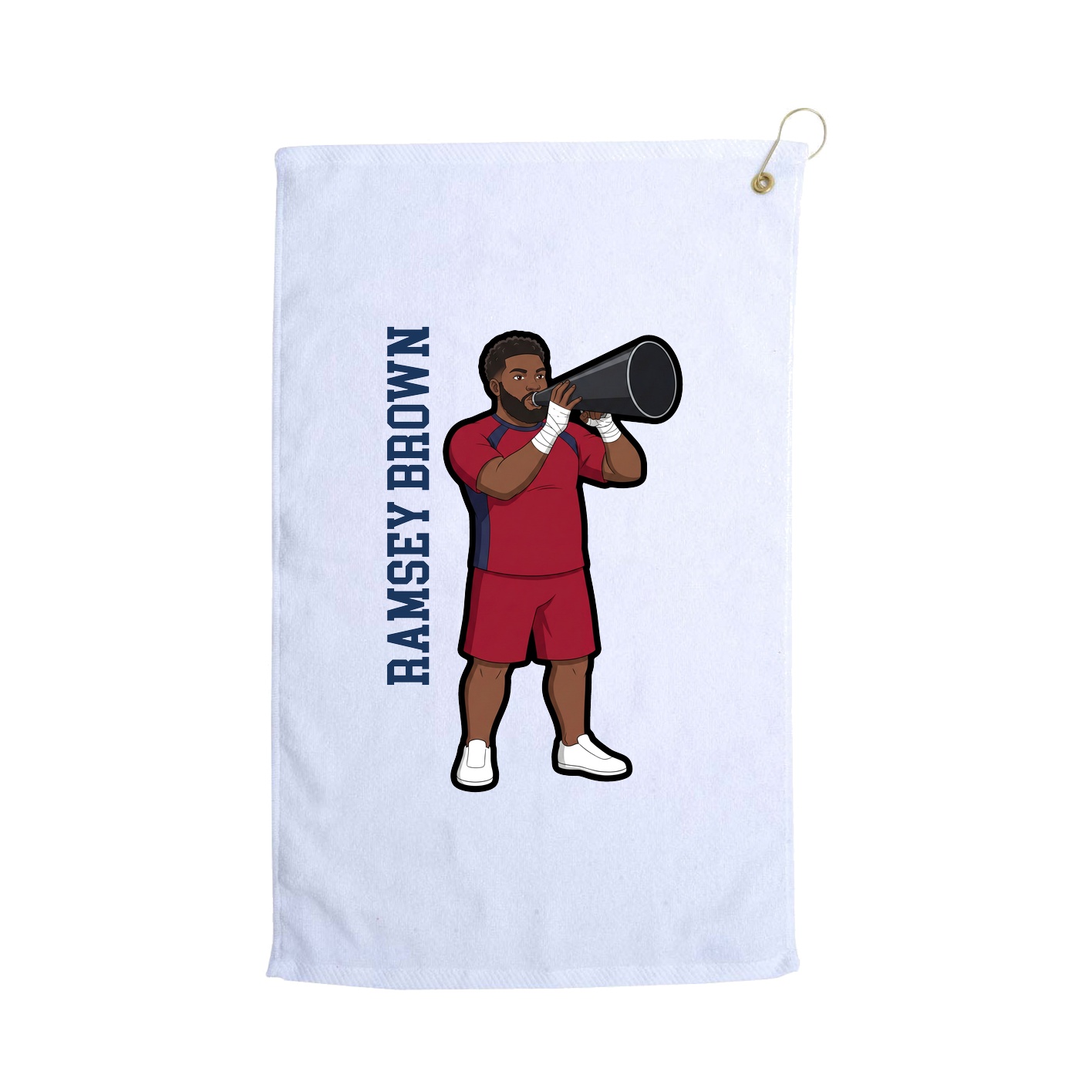 Golf Towel — Name Vertical in White