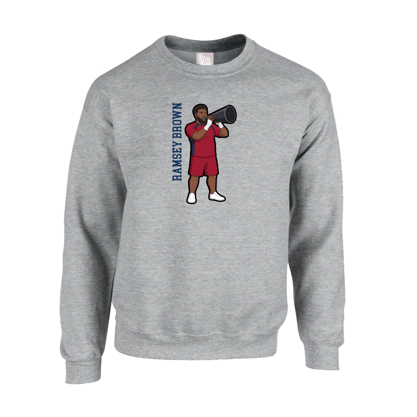 Fleece Crew — Name Vertical in Grey