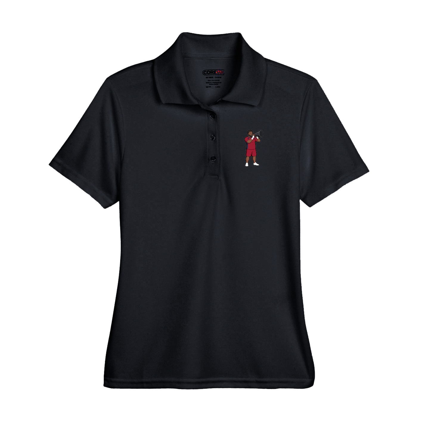 Performance Polo — Name Vertical in Black