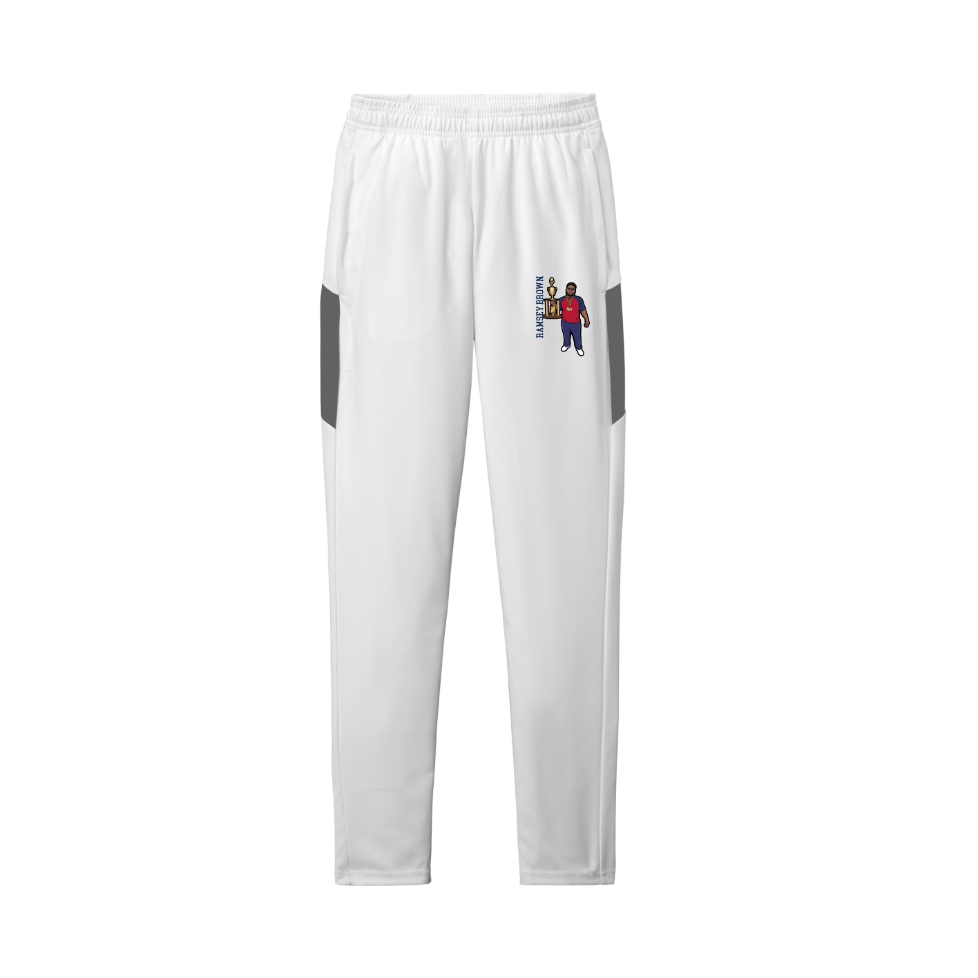Team Travel Pant — Name Vertical in White/Grey