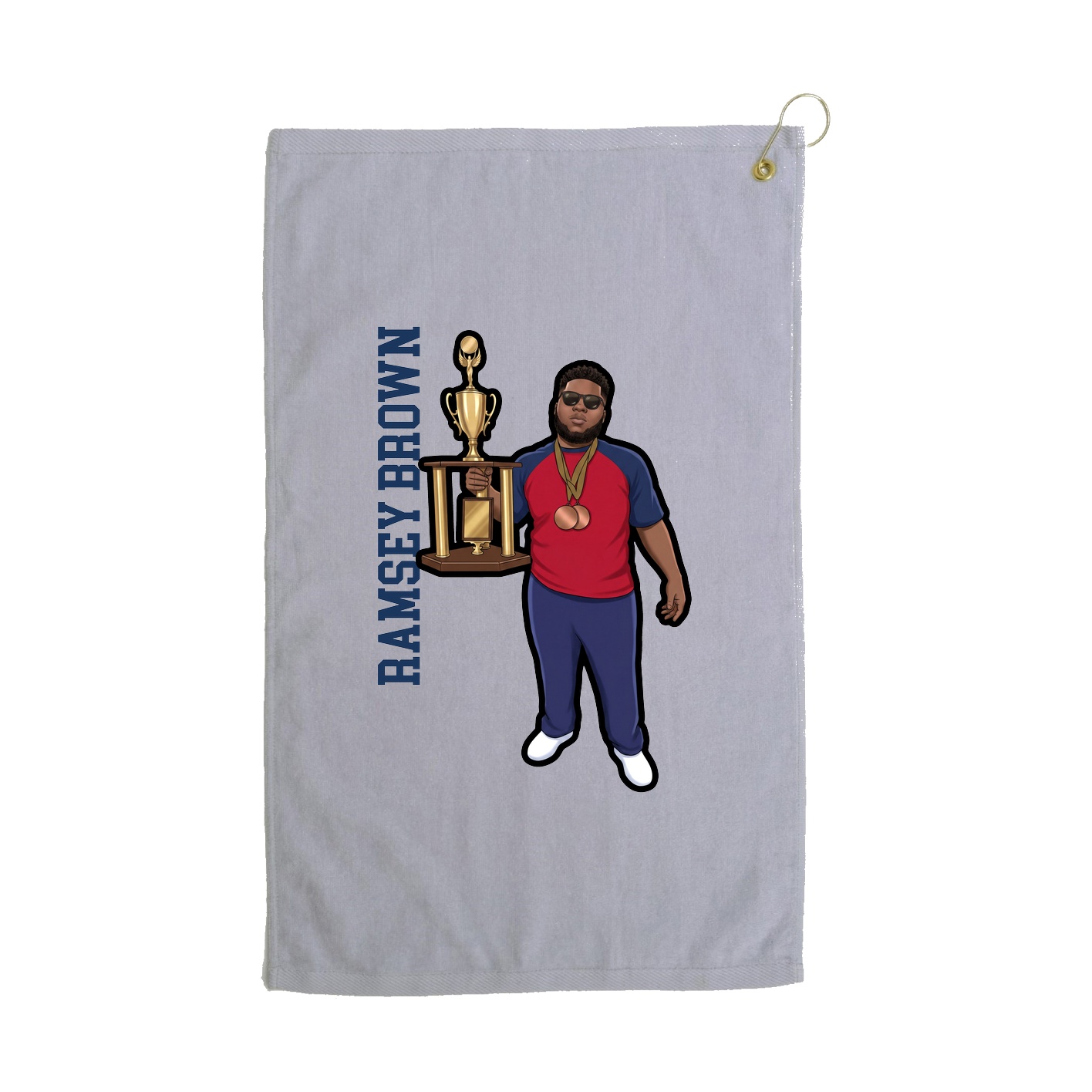 Golf Towel — Name Vertical in Grey