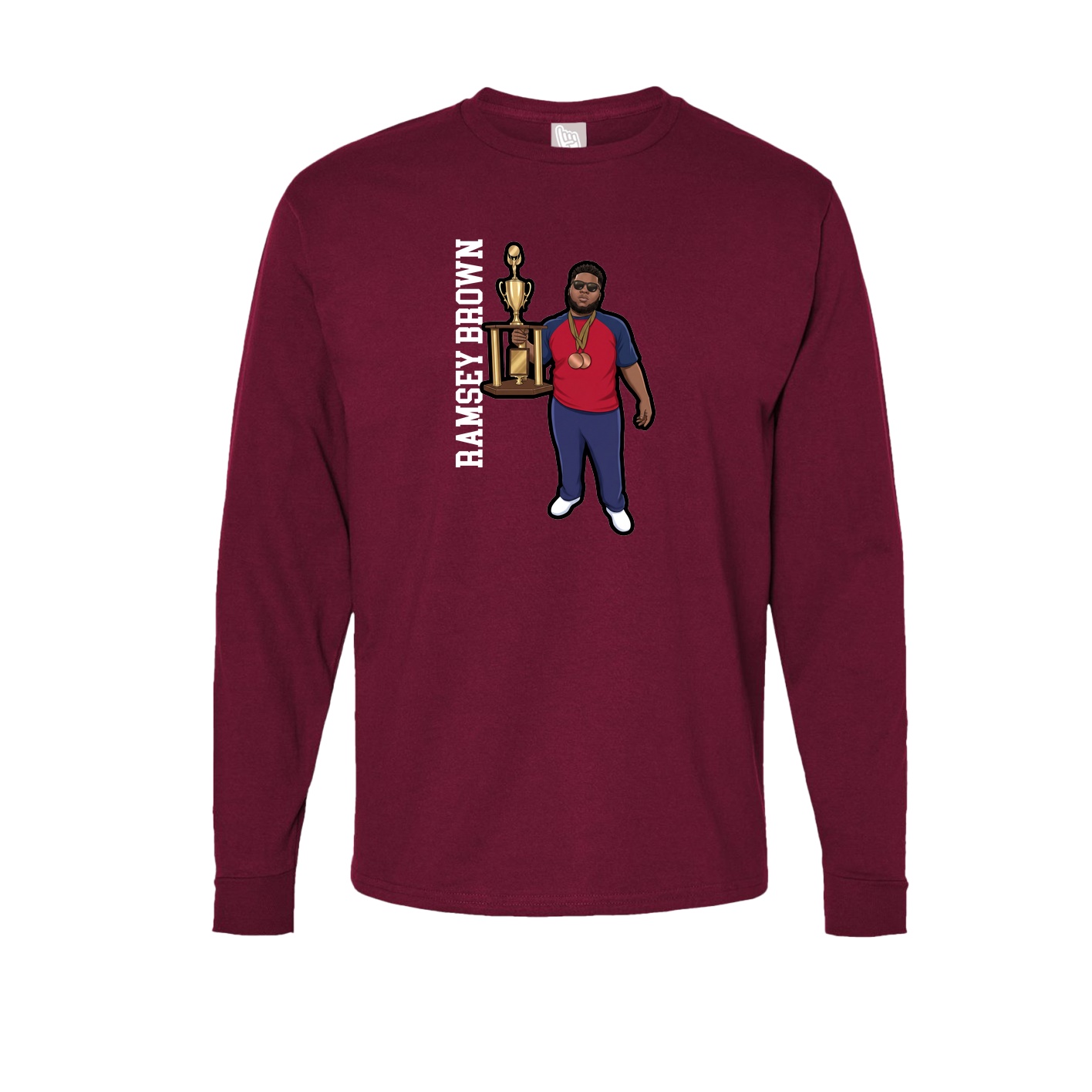 Long Sleeve Tee — Name Vertical in Cardinal