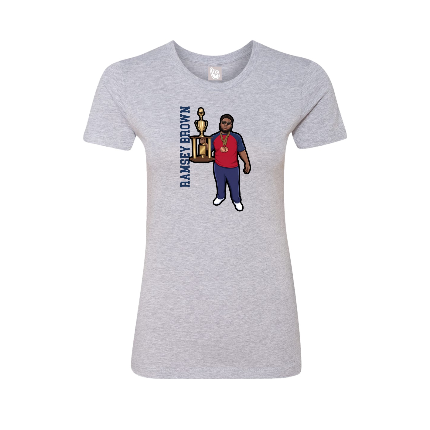 Fitted Women's Tee — Name Vertical in Grey