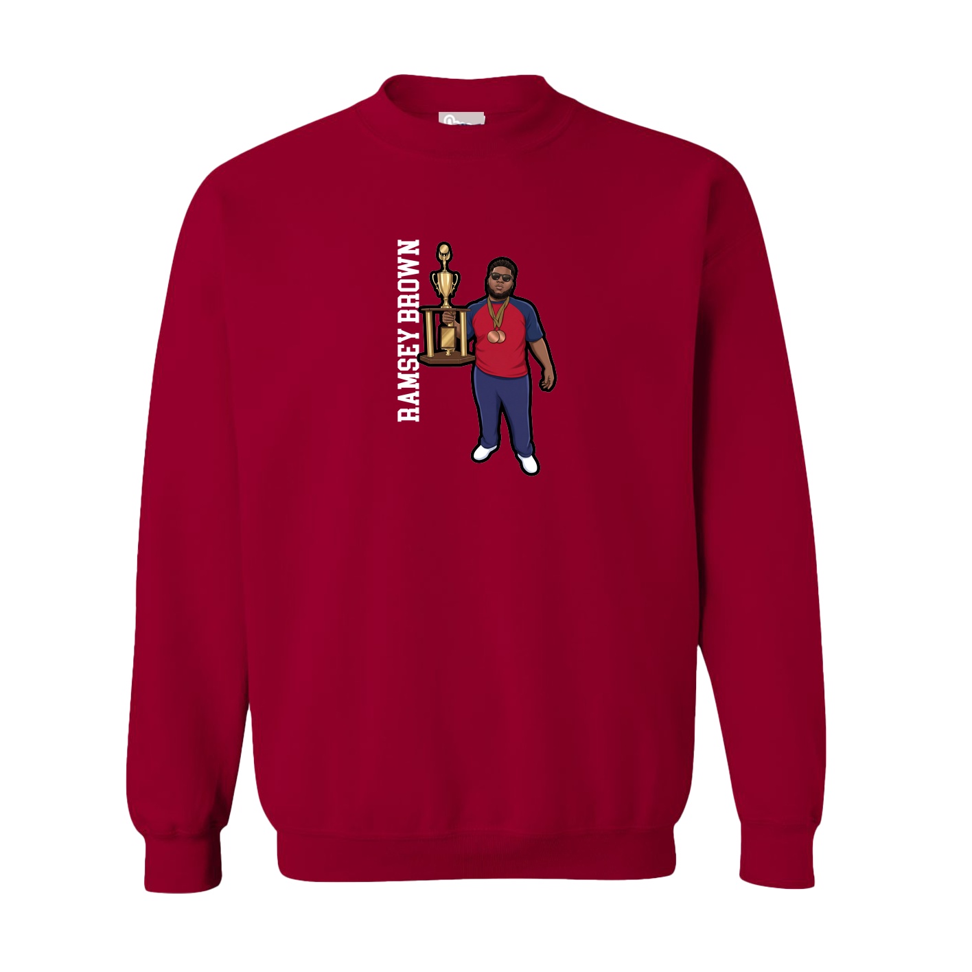 Fleece Crew — Name Vertical in Cardinal