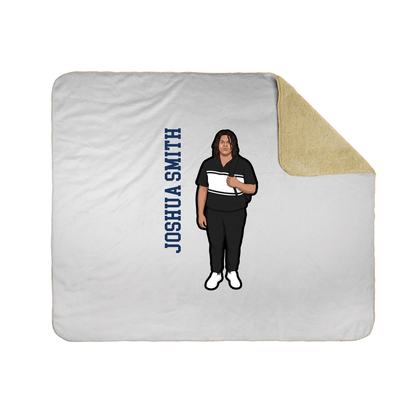 Throw Blanket — Name Vertical in White