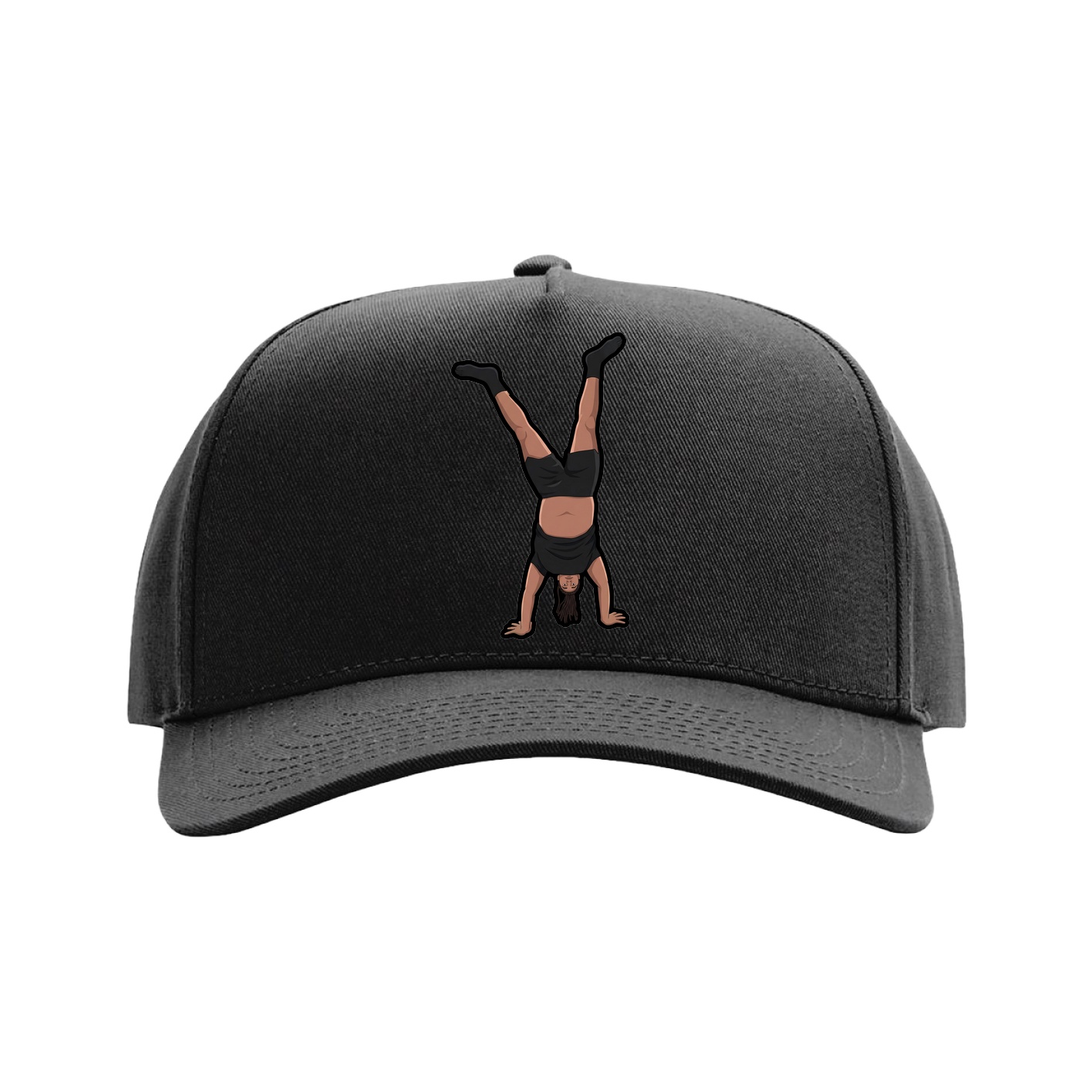 Full Fabric Five-Panel Champ Cap — Name Vertical in Black