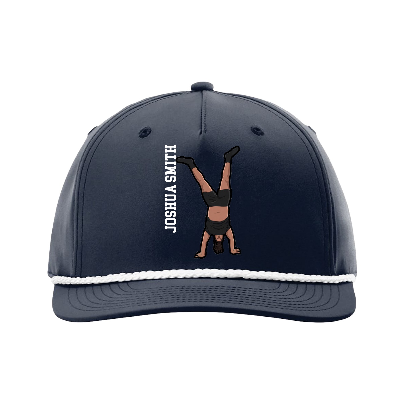 Five-Panel Classic Rope Cap — Name Vertical in Navy