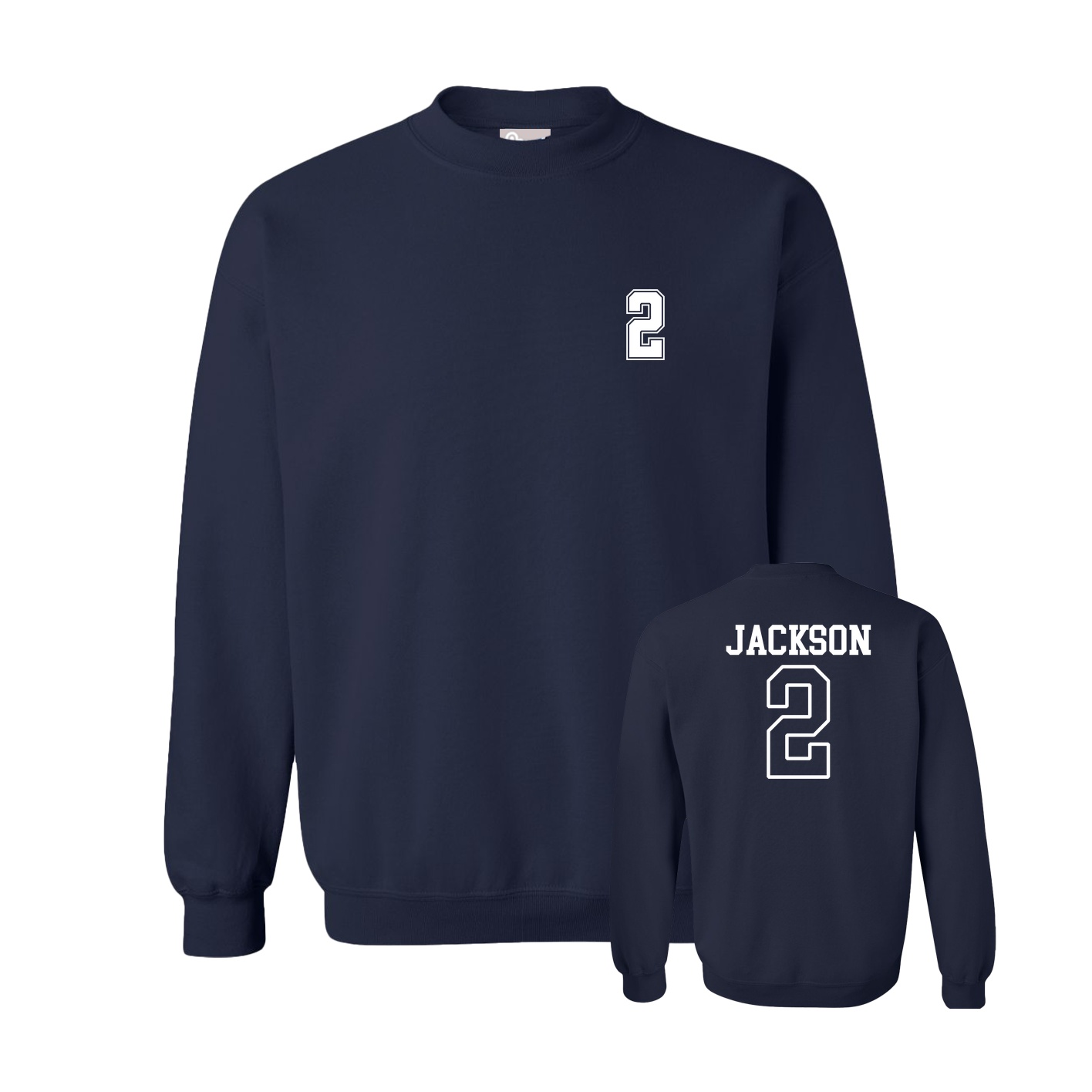 Fleece Crew — Chest Back in Navy