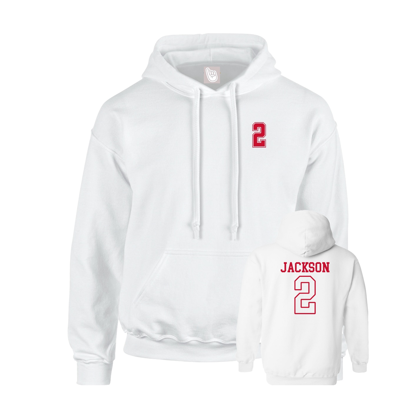 Youth Hoodie — Chest Back in White