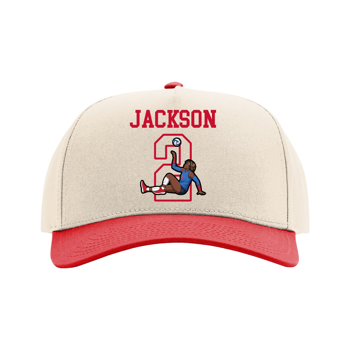 Full Fabric Five-Panel Champ Cap — Shirsey in Cream/Red