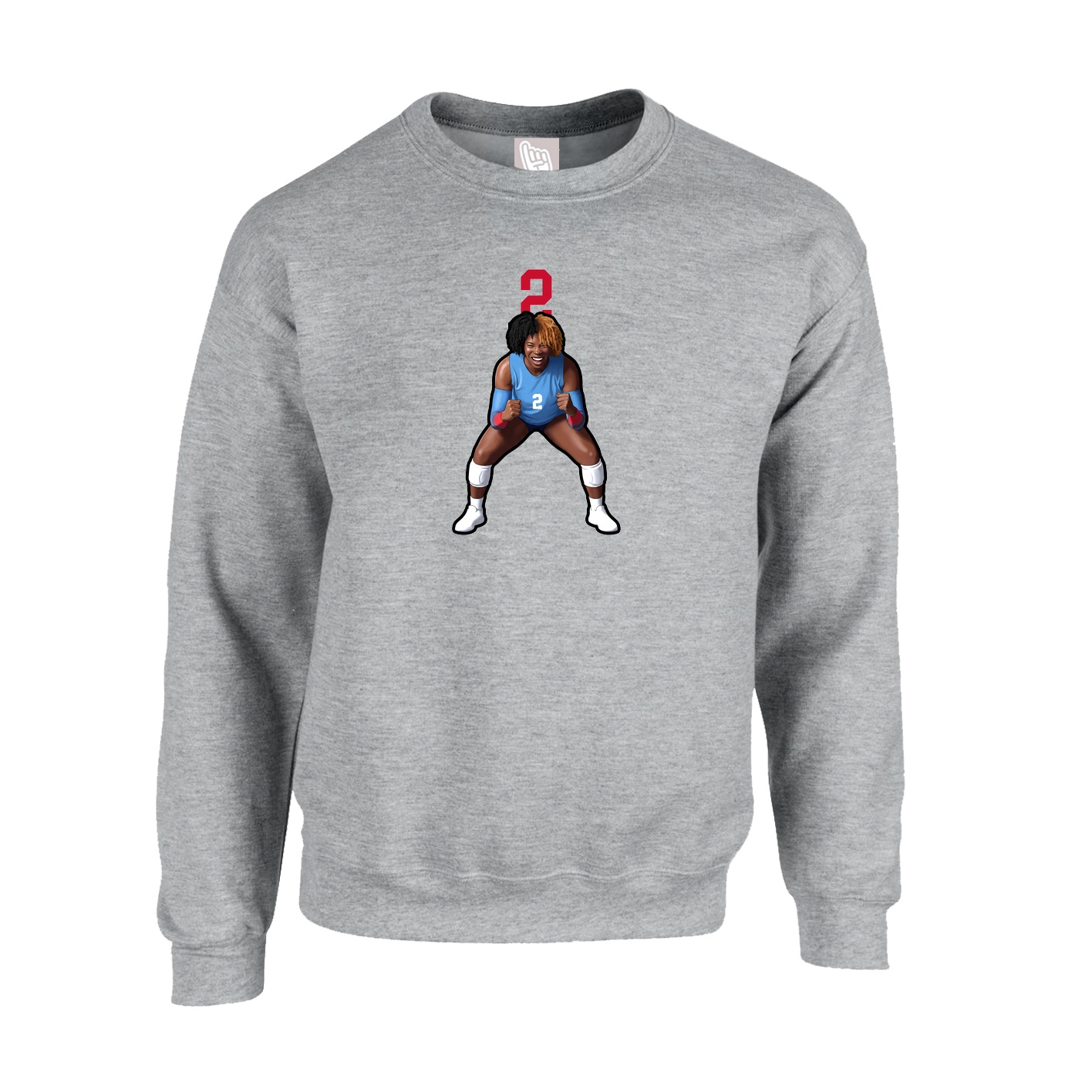 Fleece Crew — Number Top in Grey