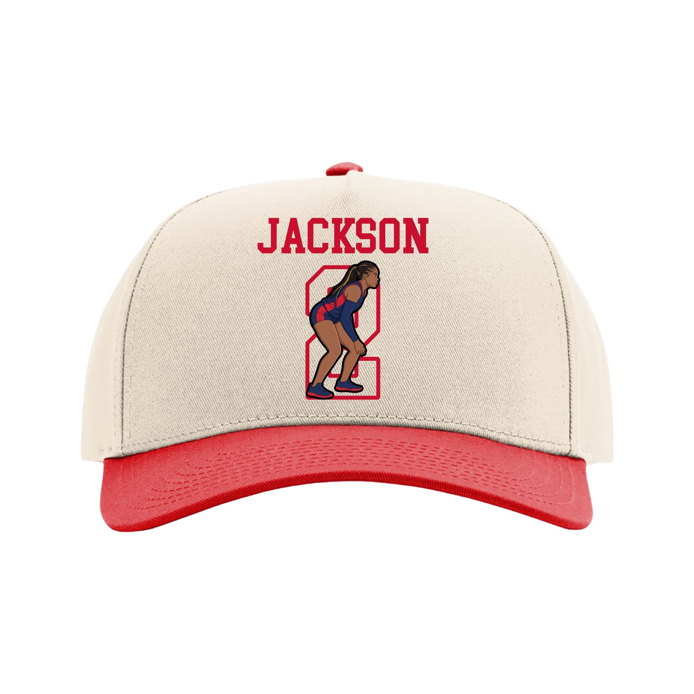 Full Fabric Five-Panel Champ Cap — Shirsey in Cream/Red
