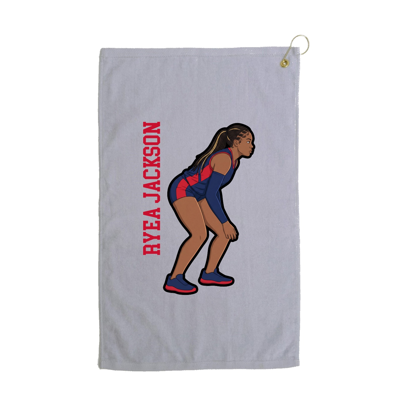 Golf Towel — Name Vertical in Grey
