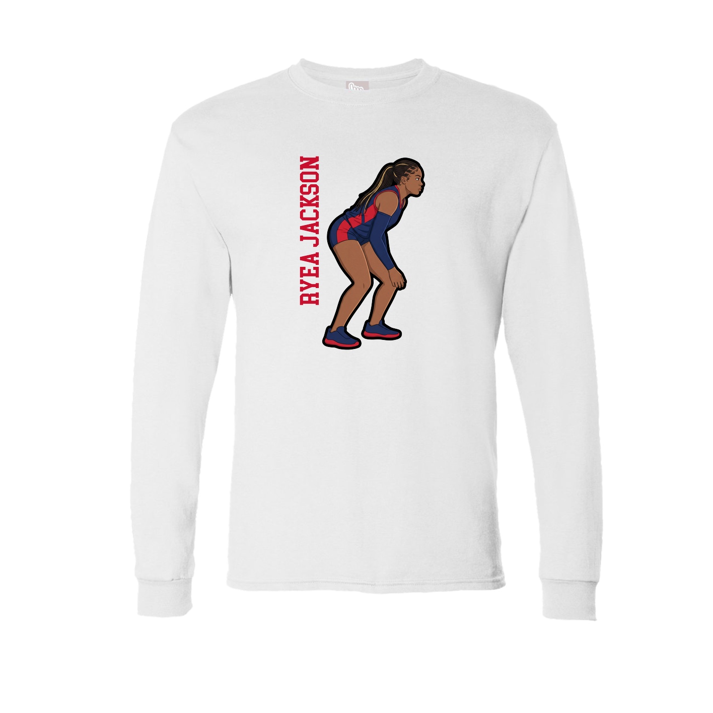 Long Sleeve Tee — Name Vertical in White