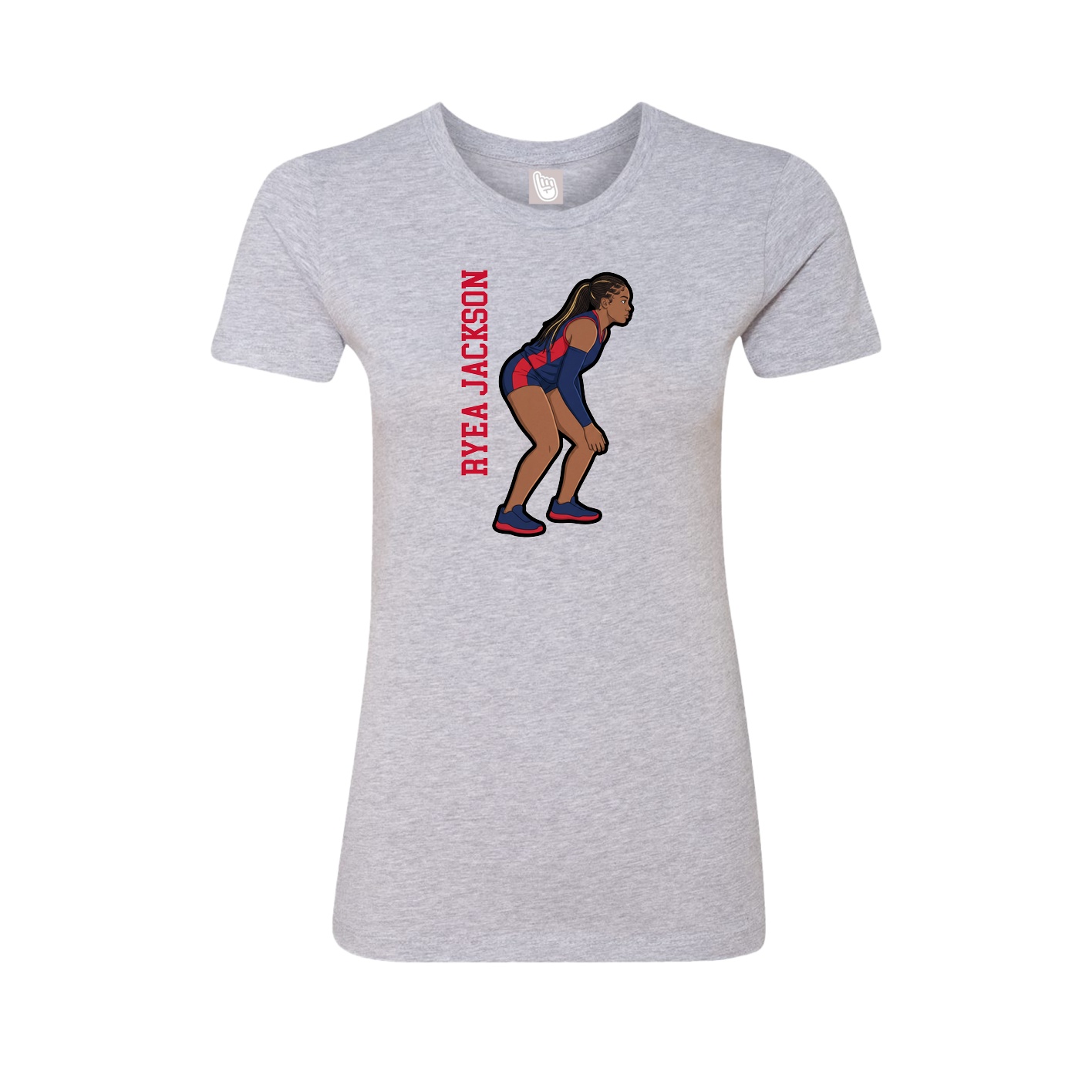 Fitted Women's Tee — Name Vertical in Grey