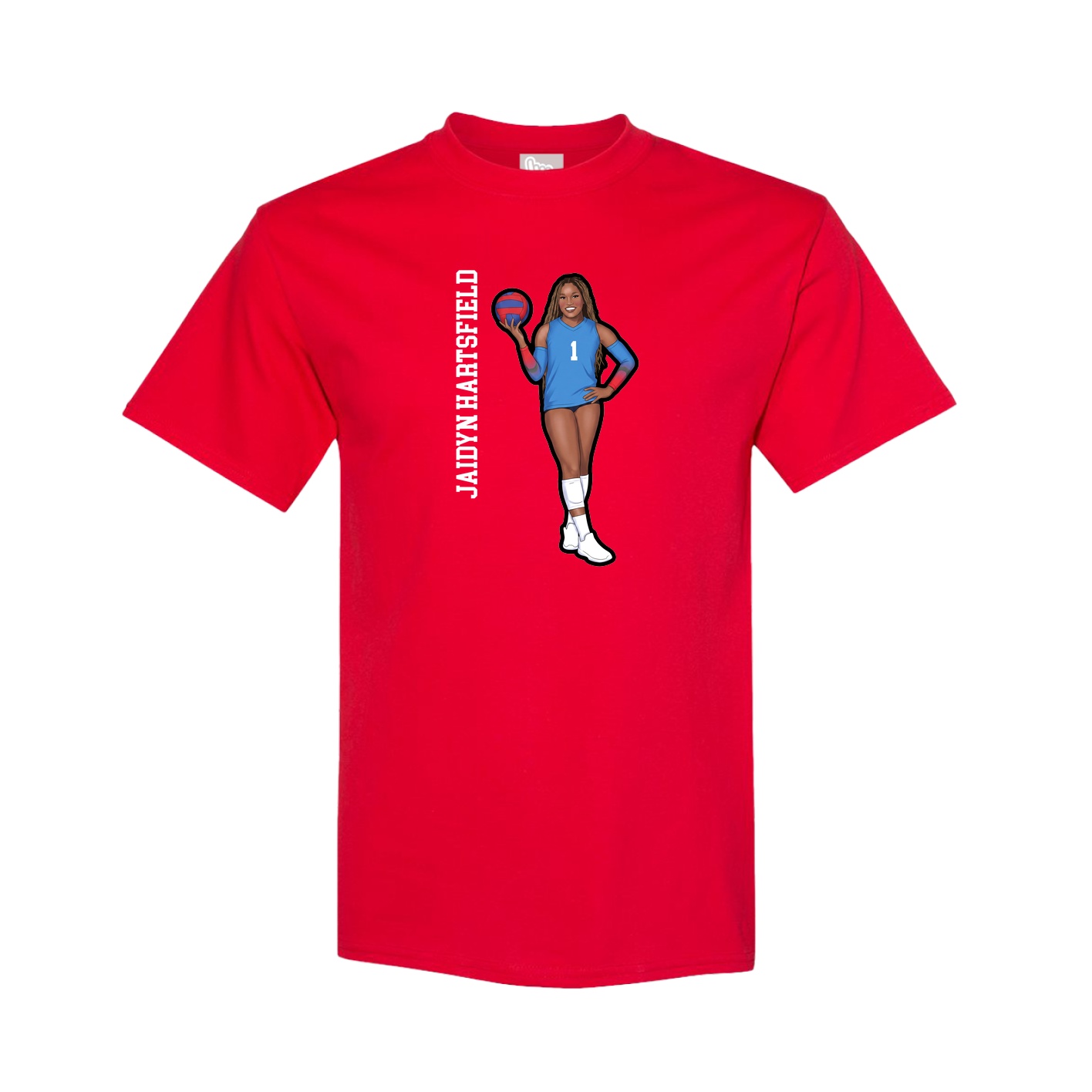 Youth Tee — Name Vertical in Red