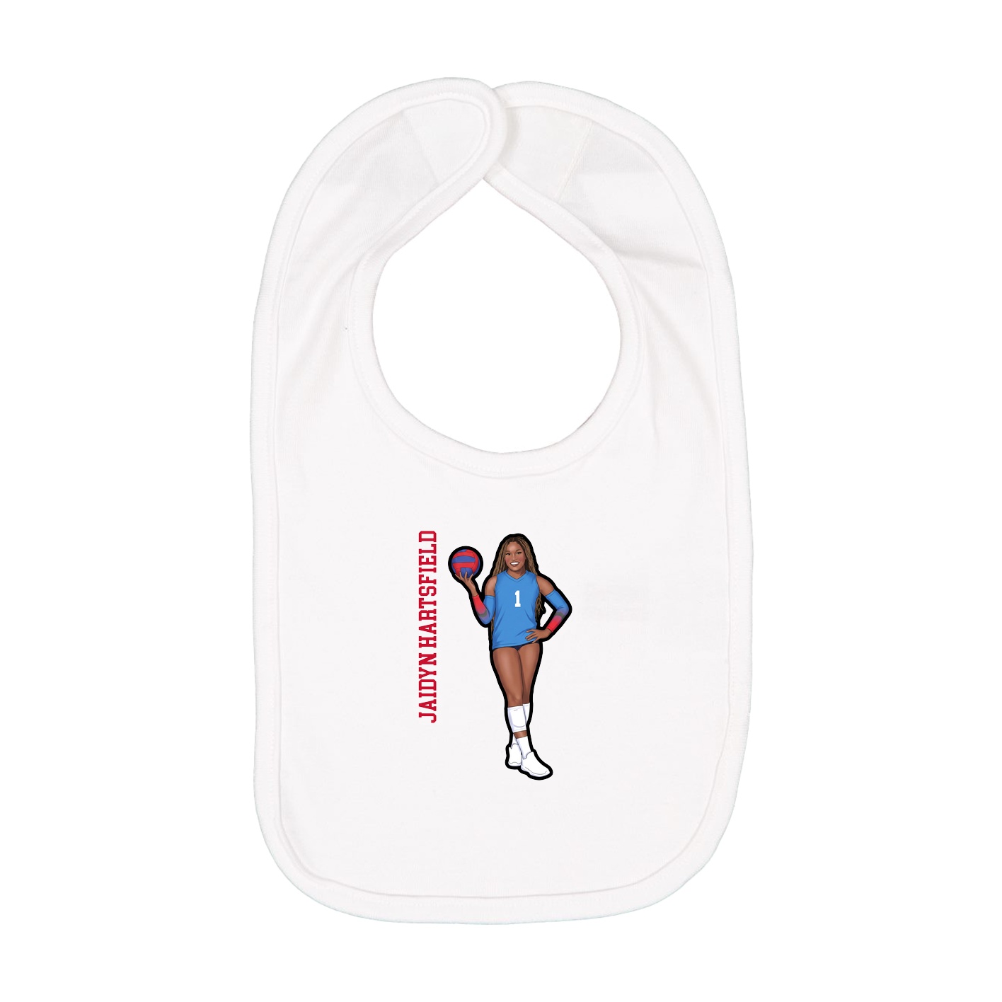 Infant Bib — Name Vertical in White