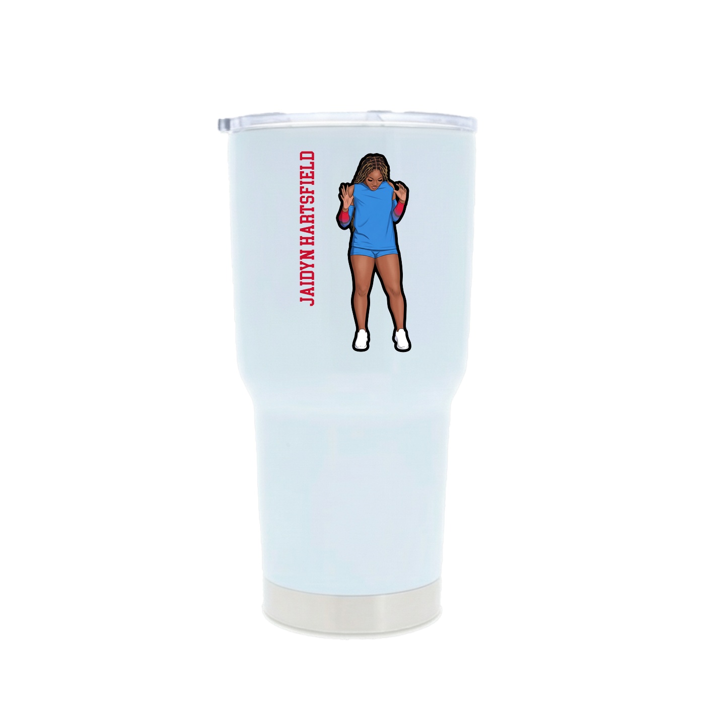 30oz Stainless Steel Tumbler — Name Vertical in White