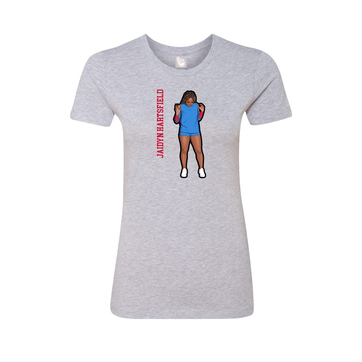 Fitted Women's Tee — Name Vertical in Grey