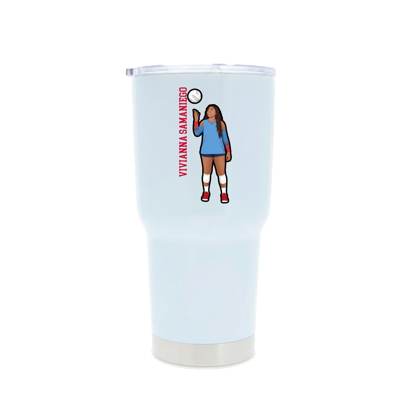 30oz Stainless Steel Tumbler — Name Vertical in White