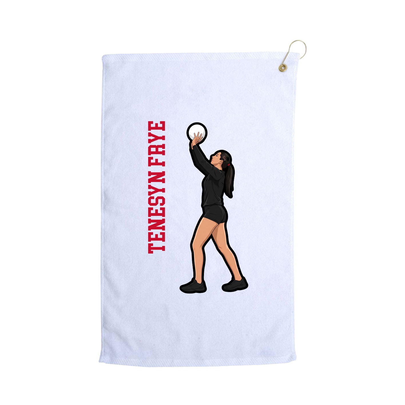 Golf Towel — Name Vertical in White