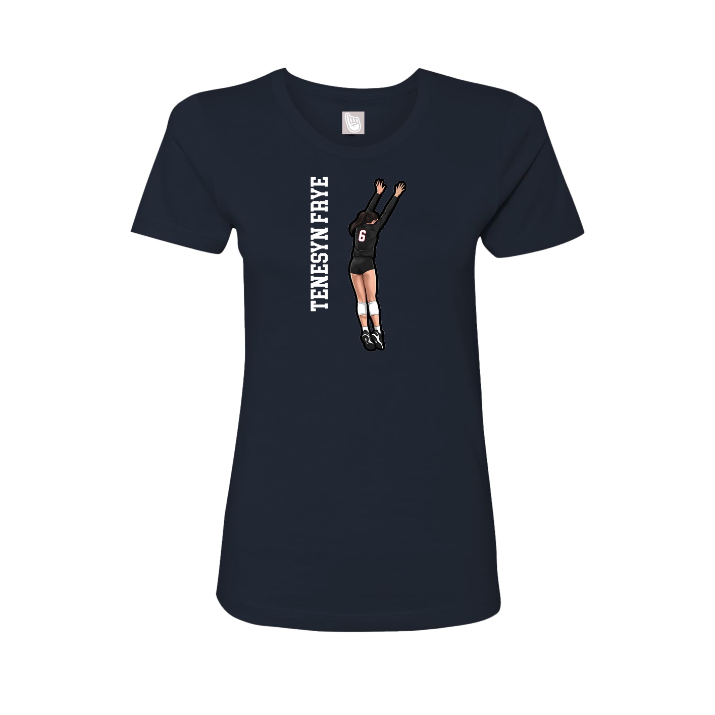 Fitted Women's Tee — Name Vertical in Navy