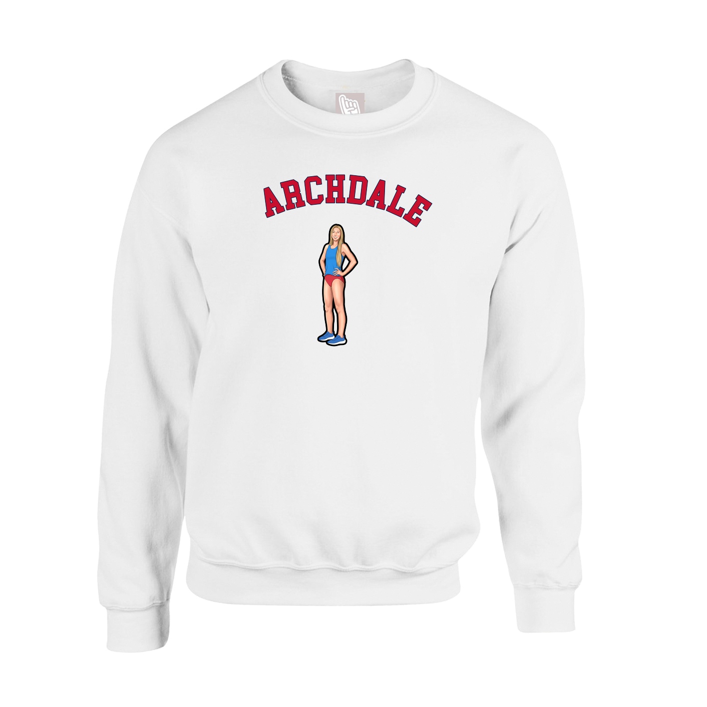 Fleece Crew — Shirsey Arch in White